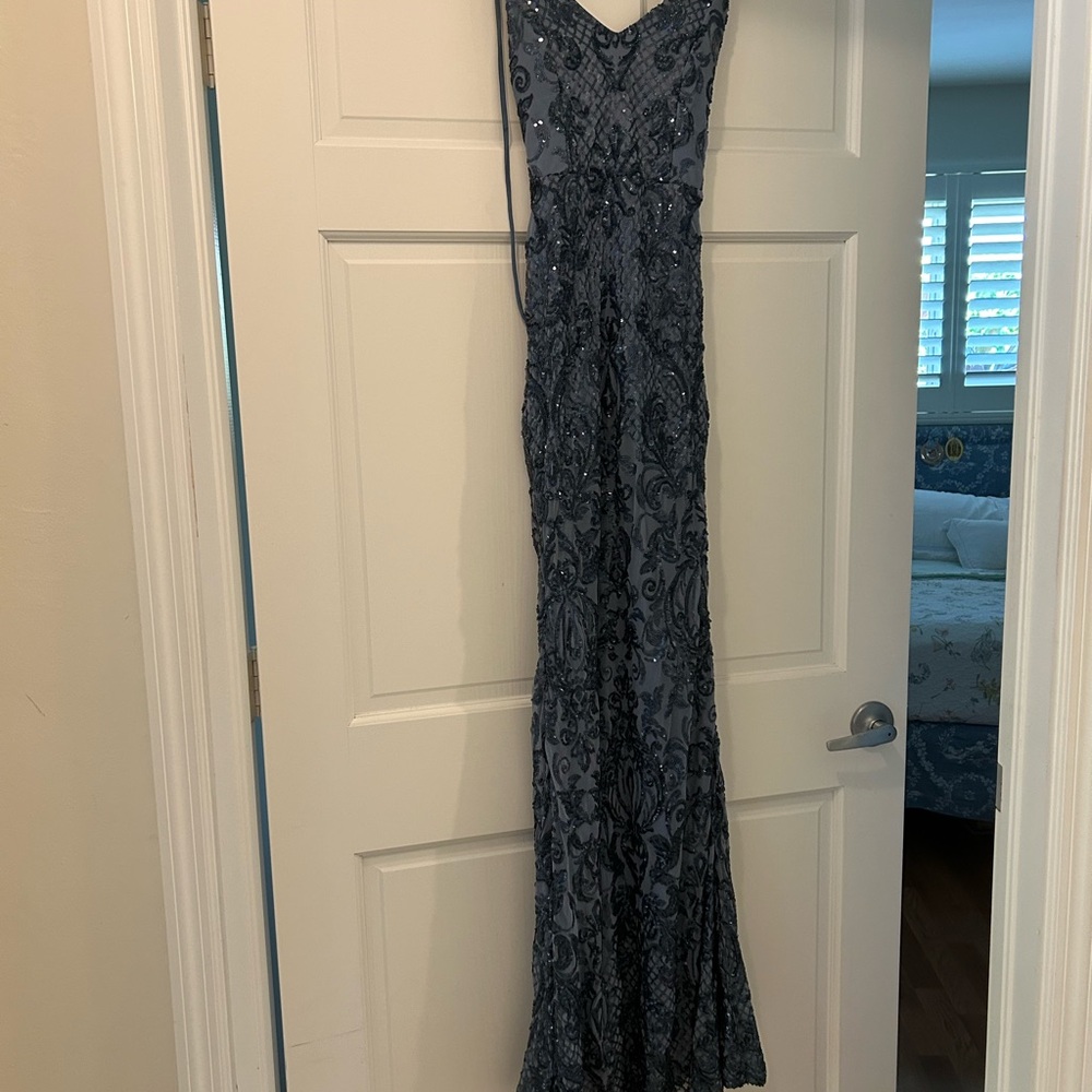 Elegant Blue Sequin Gown